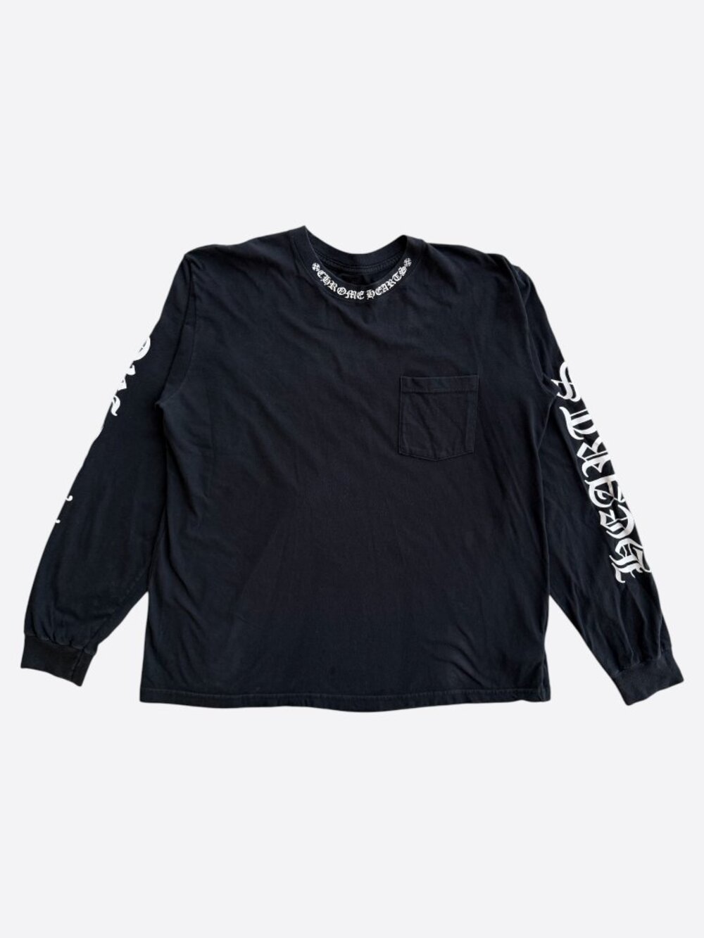 Chrome Hearts Black & White Neck Logo Longsleeve T-Shirt